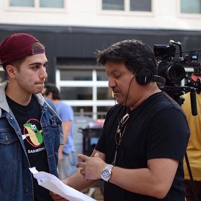 Independent film production on a cinematic set